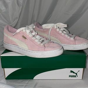 Pink suede Puma sneakers